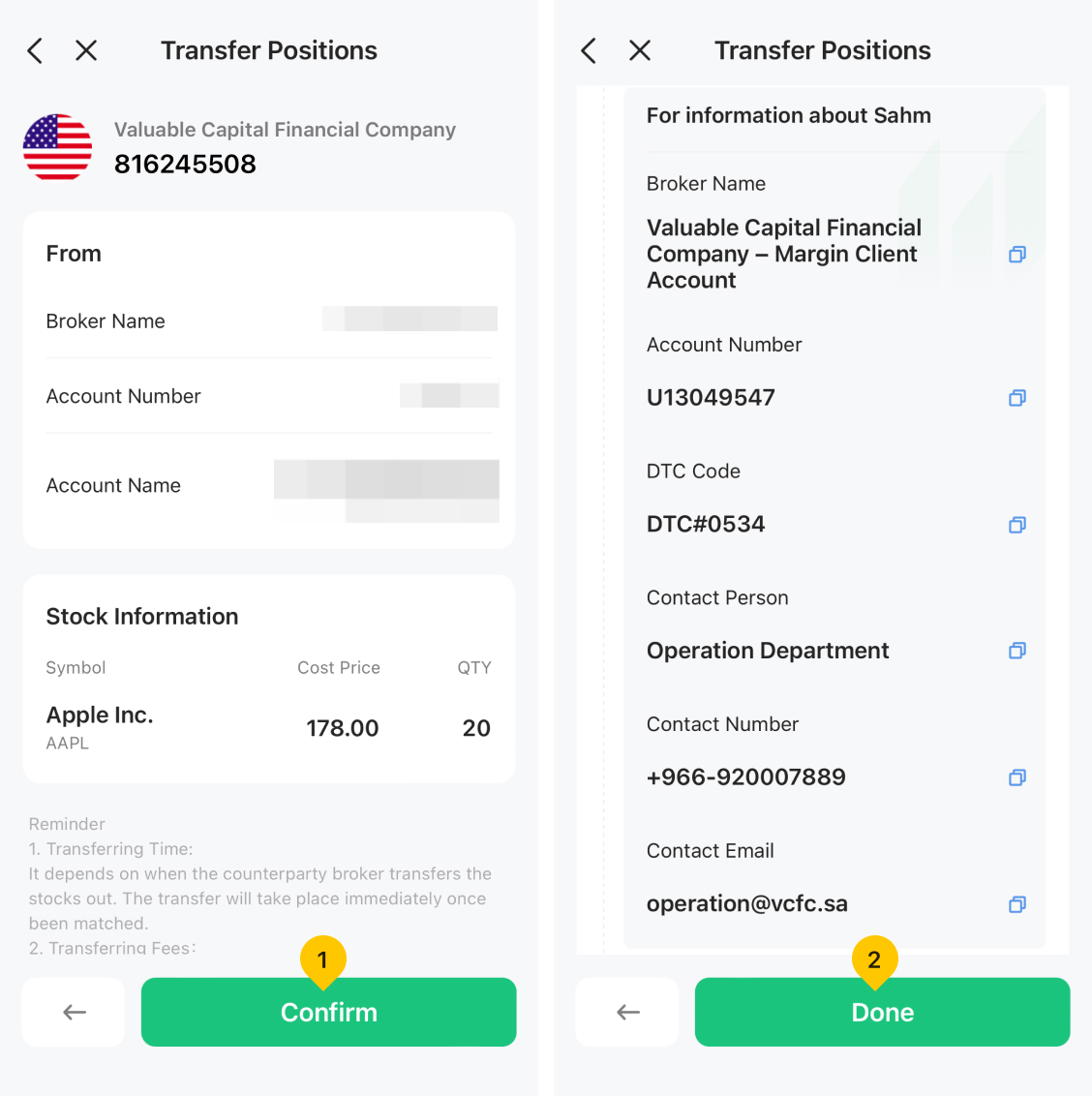 How do I transfer stock into Valuable Capital Financial Company?